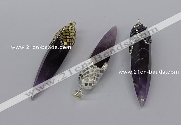 CGP3368 15*50mm - 16*65mm sticks amethyst gemstone pendants