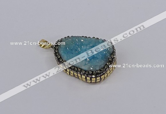 CGP3371 25*35mm - 30*40mm freeform druzy quartz pendants