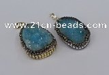 CGP3373 25*35mm - 30*40mm freeform druzy quartz pendants