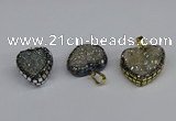 CGP3390 20*20mm - 25*25mm heart plated druzy agate pendants