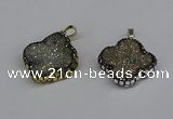 CGP3392 28*28mm - 30*30mm flower plated druzy agate pendants