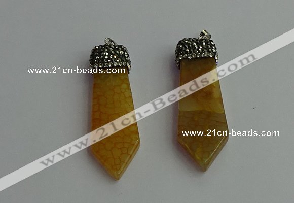 CGP340 12*50mm - 15*55mm arrowhead agate pendants wholesale