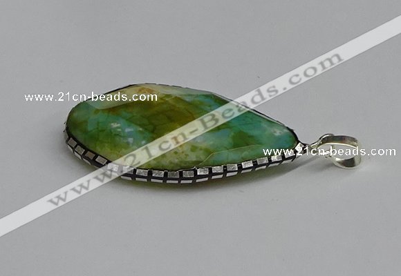 CGP3400 30*40mm - 30*45mm faceted flat teardrop agate pendants