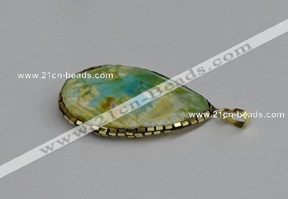 CGP3401 30*40mm - 30*45mm faceted flat teardrop agate pendants