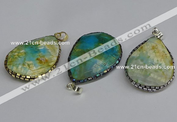 CGP3403 30*40mm - 30*45mm faceted flat teardrop agate pendants