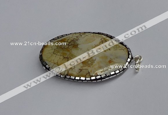 CGP3405 35*50mm faceted oval agate pendants wholesale