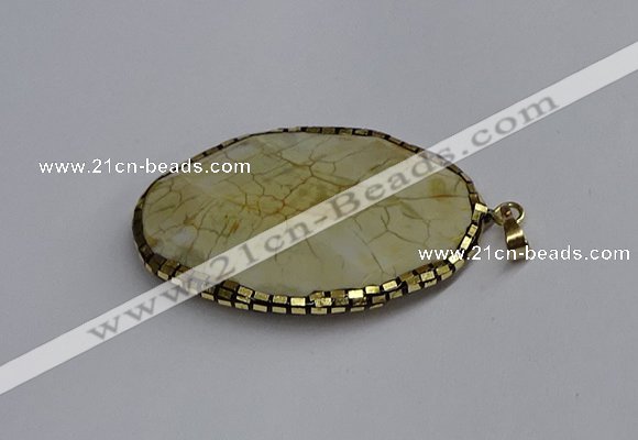 CGP3406 35*50mm faceted oval agate pendants wholesale