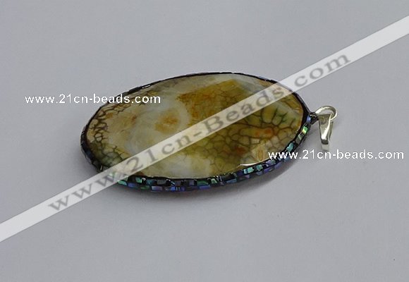 CGP3407 35*50mm faceted oval agate pendants wholesale