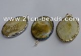 CGP3408 35*50mm faceted oval agate pendants wholesale