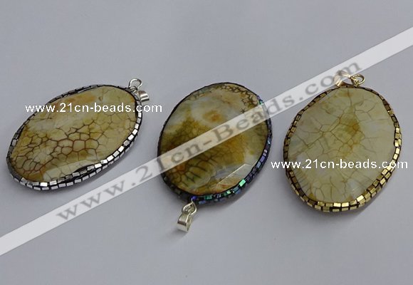 CGP3408 35*50mm faceted oval agate pendants wholesale