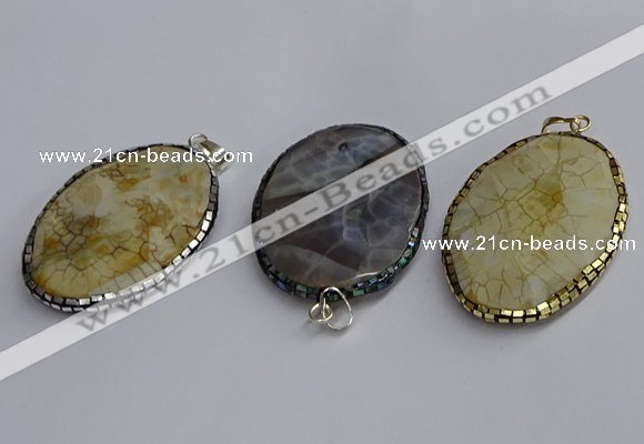 CGP3414 35*50mm faceted oval agate pendants wholesale