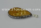 CGP3416 30*50mm - 35*55mm flat teardrop fossil coral pendants