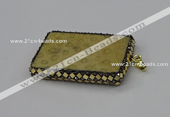 CGP3421 35*60mm - 40*50mm rectangle fossil coral pendants