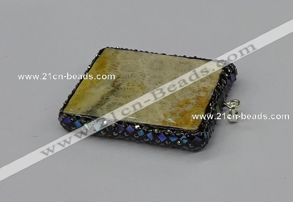 CGP3422 35*60mm - 40*50mm rectangle fossil coral pendants