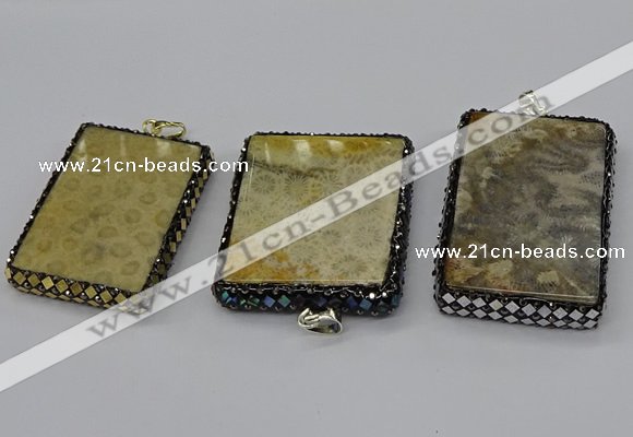 CGP3423 35*60mm - 40*50mm rectangle fossil coral pendants