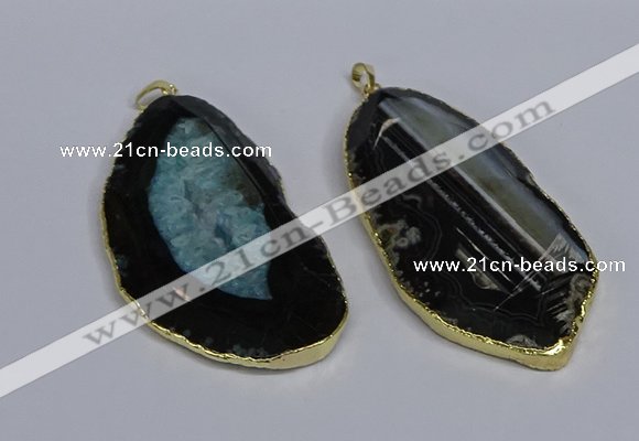 CGP3439 36*70mm - 40*80mm freeform druzy agate pendants wholesale