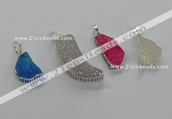CGP3455 15*25mm - 18*38mm freeform druzy agate pendants