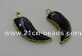 CGP3459 16*30mm - 18*40mm horn black agate pendants