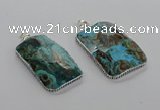 CGP3464 34*45mm - 35*55mm faceted rectangle ocean agate pendants