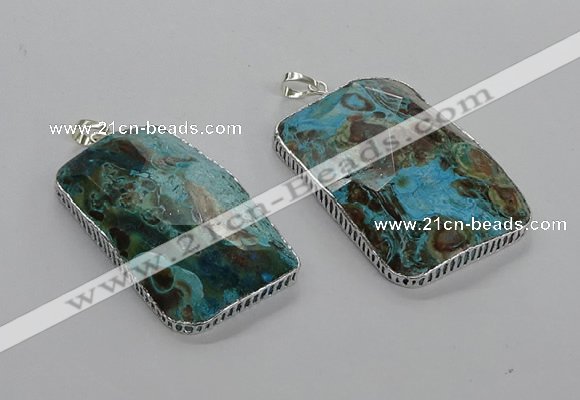 CGP3464 34*45mm - 35*55mm faceted rectangle ocean agate pendants