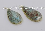 CGP3468 30*40mm - 35*50mm faceted flat teardrop ocean agate pendants