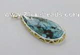 CGP3475 30*50mm - 35*55mm faceted flat teardrop ocean agate pendants