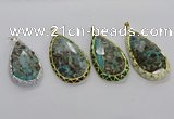 CGP3480 30*50mm - 35*55mm faceted flat teardrop ocean agate pendants