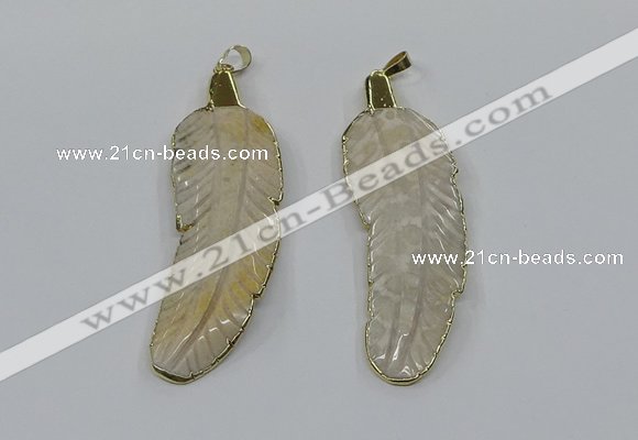 CGP3500 22*60mm - 25*65mm feather fossil coral pendants