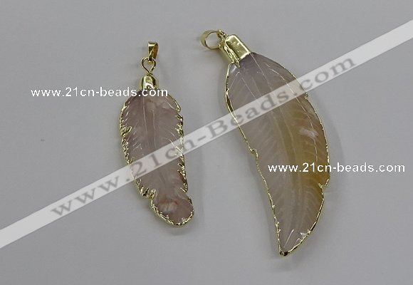 CGP3513 20*45mm - 25*65mm wing-shaped agate pendants