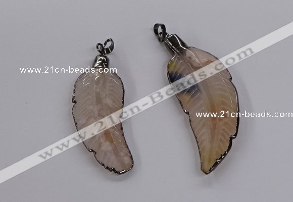 CGP3514 20*45mm - 25*65mm wing-shaped agate pendants