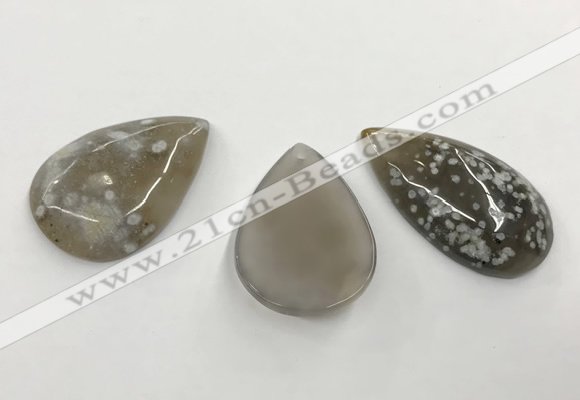 CGP3518 30*40mm - 28*50mm flat teardrop sakura agate slab pendants