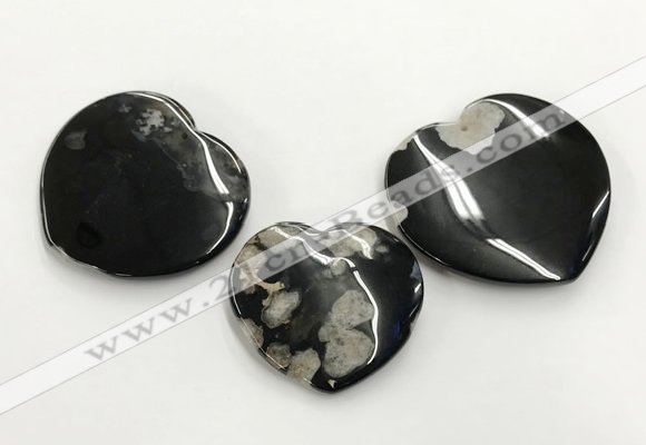 CGP3524 42*48mm - 50*55mm heart sakura agate slab pendants