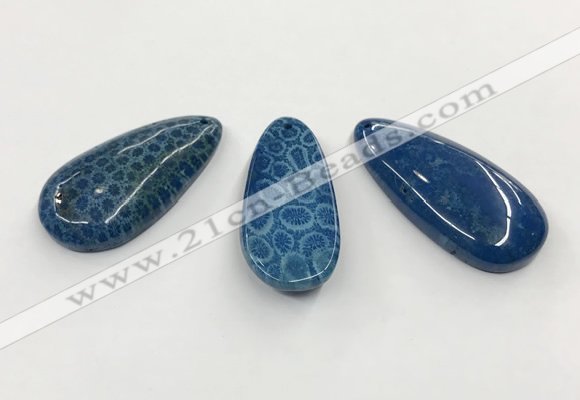 CGP3547 23*50mm - 27*55mm flat teardrop chrysanthemum agate slab pendants