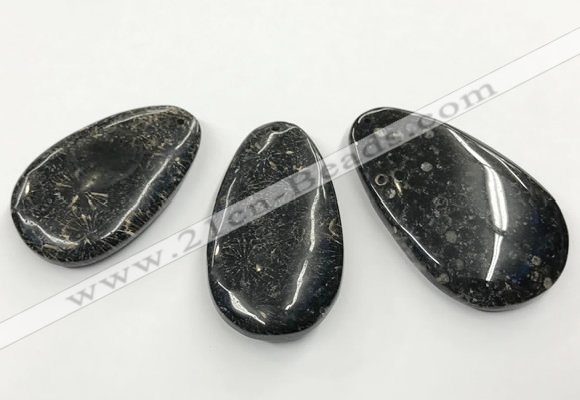 CGP3552 30*50mm - 38*60mm flat teardrop chrysanthemum agate slab pendants