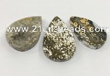 CGP3558 30*50mm - 38*58mm flat teardrop ocean agate slab pendants