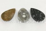 CGP3559 32*48mm - 40*60mm flat teardrop ocean agate slab pendants