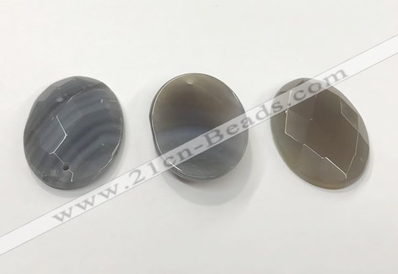 CGP3580 32*45mm faceted oval agate pendants wholesale