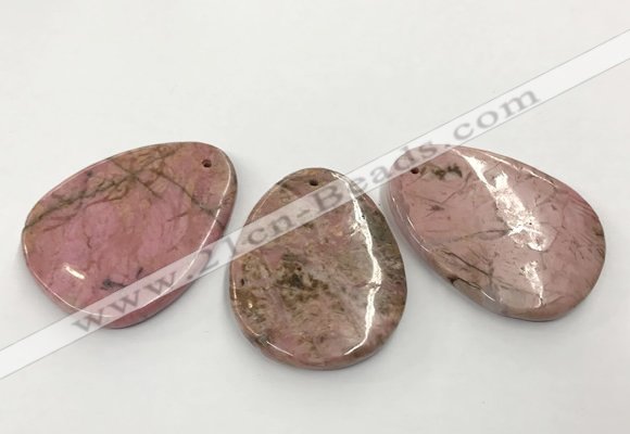 CGP3622 40*55mm - 42*52mm flat teardrop rhodochrosite gemstone pendants