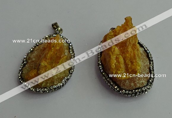 CGP369 30*40mm - 35*45mm freeform crystal glass & gemstone pendants