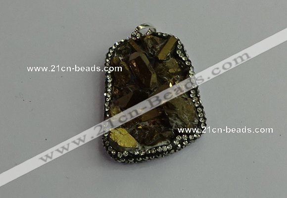 CGP376 30*40mm - 35*45mm freeform plated white crystal pendants