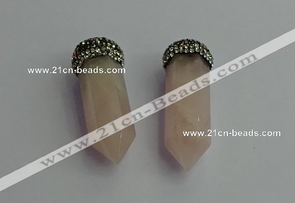 CGP411 12*45mm - 15*50mm sticks rose quartz pendants wholesale