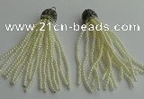 CGP418 3mm round handmade glass beaded tassel pendants wholesale