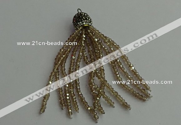 CGP421 2*3mm faceted rondelle handmade chinese crystal tassel pendants