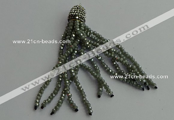 CGP425 2*3mm faceted rondelle handmade chinese crystal tassel pendants