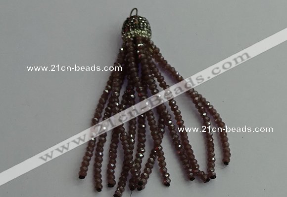 CGP426 2*3mm faceted rondelle handmade chinese crystal tassel pendants