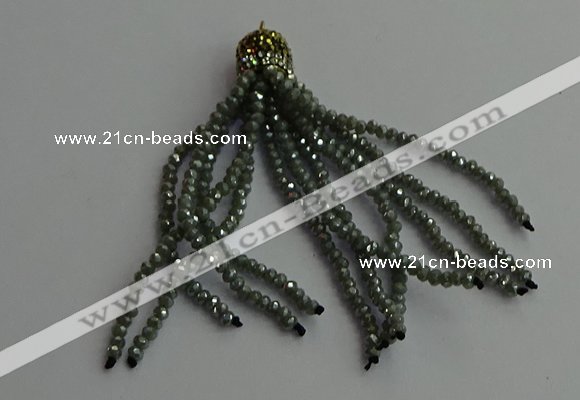 CGP438 2*3mm faceted rondelle handmade chinese crystal tassel pendants