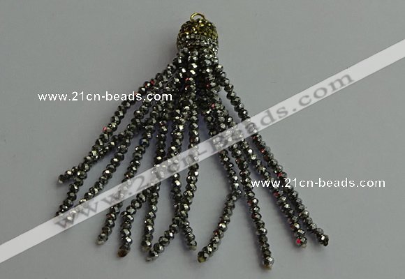 CGP446 2*3mm faceted rondelle handmade chinese crystal tassel pendants