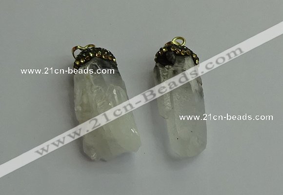 CGP488 15*35mm - 18*45mm nugget white crystal pendants wholesale