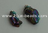 CGP499 15*30mm - 25*40mm nugget plated quartz pendants wholesale