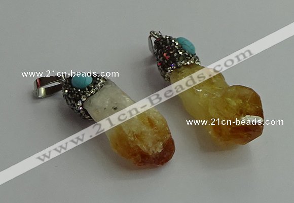 CGP502 15*35mm - 18*45mm nugget citrine pendants wholesale